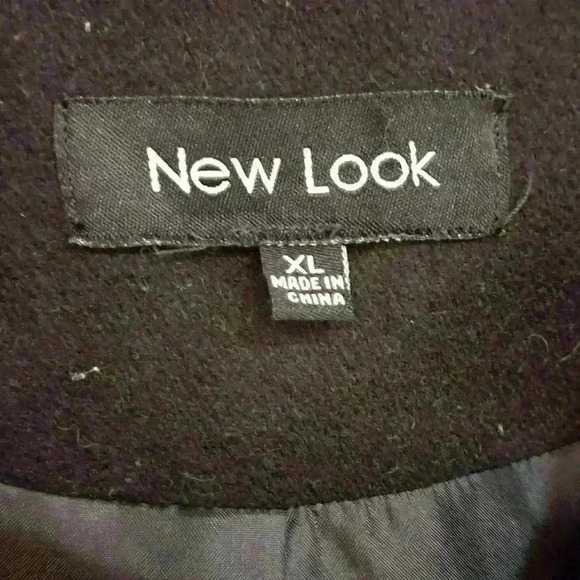 New Look Black Wool blend Coat sz Xl - Picture 3 of 7